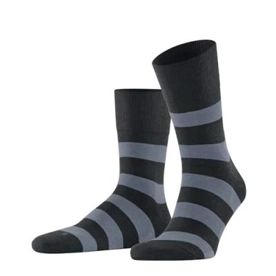 Image of FALKE Unisex Run U SO Cotton Patterned 1 Pair Socks, Black (Black 3000) stripes, 4 5