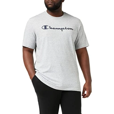 Image of Champion Men&#039;s American Classics Big Logo S Short Sleeve T Shirt, Grey Melange,
