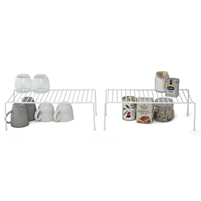 Image of simplywire Kitchen Cupboard Organisers Pack of 2 Storage Shelves White