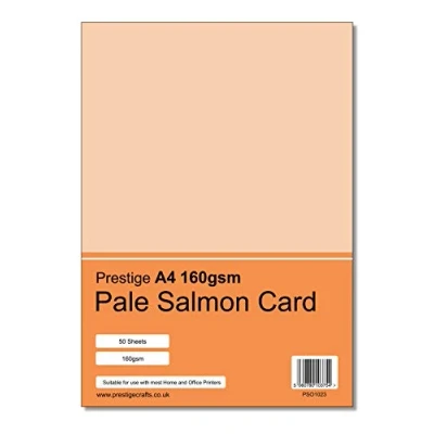 Image of Prestige A4 160gsm Coloured Card Printing Inkjet Laser Craft 50 Sheets per Pack 20 Colours (Pale Salmon)