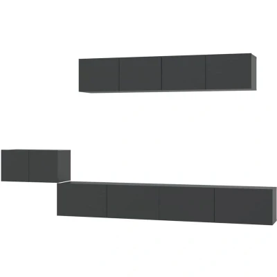 Image of vidaXL 5 Piece TV Cabinet Set Black Engineered Wood