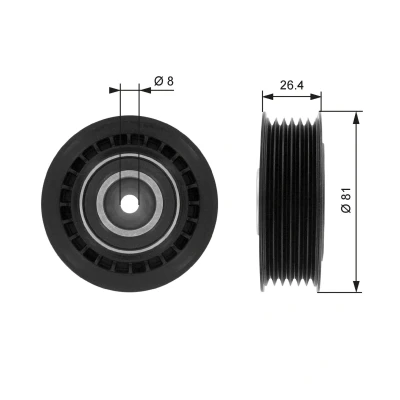 Image of 044145278A, 074145278F Tensioner Pulley GATES FleetRunner Micro V Kit T36000 with grooves VOLKSWAGEN: TRANSPORTER 4, 4 Bus