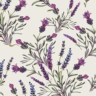 Image of Maki 3 Ply Flowery Tissue Paper Napkins Serviettes for Decoupage Lunch 33 x 33cm Pack of 20 (Lavender Twigs)
