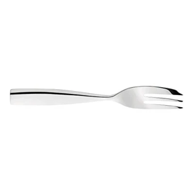 Image of Alessi Pastry Fork in 18/10 Stainless Steel Mirror Polished with Relief Decoration, Silver, 17 x 21 4.7 cm