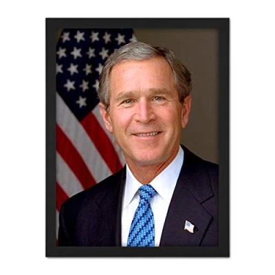 Image of Artery8 Draper Portrait US President George Walker Bush Photo Artwork Framed Wall Art Print 18X24 Inch