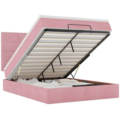 Image of vidaXL Ottoman Bed with Mattresses Pink 140x200cm Velvet