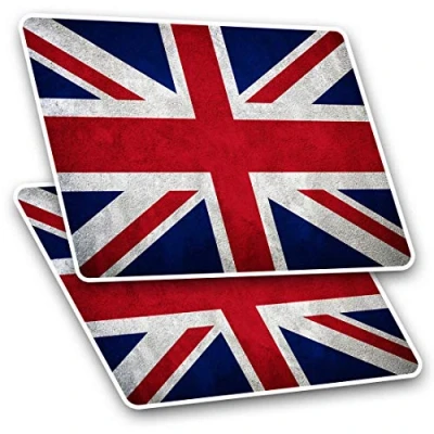 Image of Rectangle Stickers (Set of 2) 10cm Union Jack Flag GB UK England Fun Decals for Laptops,Tablets,Luggage,Scrap Booking,Fridges, #2240
