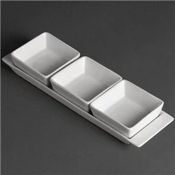 Image of Olympia Whiteware Snack Dishes with Plates 3 Section (2 pack)