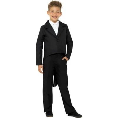 Image of Smiffys Tailcoat, Black , Boys Fancy Dress, Child Dress Up Costumes