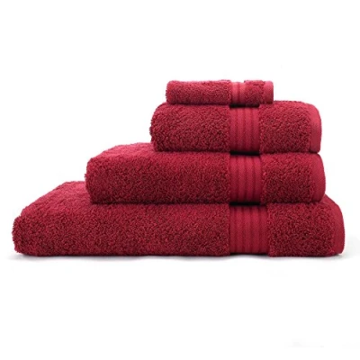 Image of Jasmin Elinor LUXURY SUPREME 600 GSM 100% EGYPTIAN COTTON SATIN STRIPE TOWELS (Bath Towel, Wine)