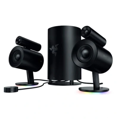 Image of Razer Nommo Pro 2.1 Gaming Speaker Systen THX Certified Premium Audio (Dolby Virtual Surround Sound, LED Illuminated Control Pod, Downward Firing Subwoofer, Powered by Chroma) Black