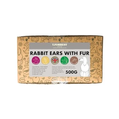 Image of British Air Dried Rabbit Ears with Fur x500g For Dogs, 100% Natural Treats, Grain &amp; Gluten Free
