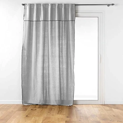 Image of Douceur d&#039;Intérieur, Grey China Recycled Cotton Curtain with Steering Wheel 140 x 240 cm Mistraline