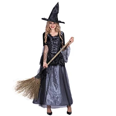 Image of EraSpooky Women&#039;s Sorceress Witch Costume Ladies Fancy Dress Cosplay Halloween Party Outfit for Adult