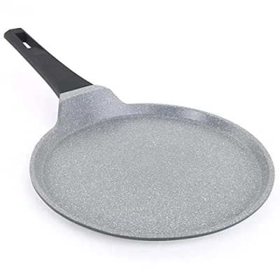 Image of Royalford Non Stick Crepe Pan Tawa, 28Cm Induction with Marble Coating Die Cast Aluminium Build Ideal for Chapatti Pancakes Omelettes Flatbreads Fried Eggs Tortilla