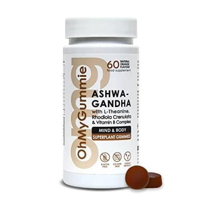 Image of OMG! Ashwagandha Mind &amp; Body Super Plant Gummies Vegan Gluten Free Gummy (60) with L Theanine, Rhodiola Vitamin B1, B2, B3, B6 B12 Complex by OhMyGummie 1000mg High Strength