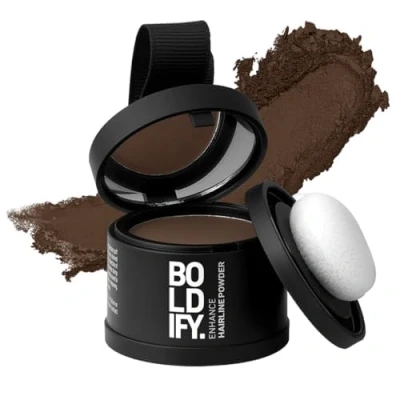 Image of BOLDIFY Hairline Powder Instantly Conceals Hair Loss, Root Touch Up Powder, Toppers for Women &amp; Men, Fibers Thinning Hair, Cover Up, Stain Proof 48 Hour Formula (Medium Brown)