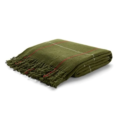 Image of Arus Throw Blanket Tartan Plaid Bedspread Design Fleece, OLIVE, 150 x 200 cm (60&quot; 80&quot;)