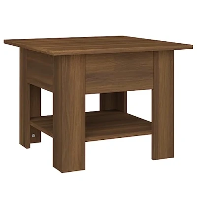 Image of vidaXL Brown Oak Coffee Table Engineered Wood Modern Design Living Room Side Storage Shelf Easy Assembly
