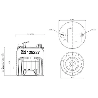 Image of 9603201357, 9613205721, A9603201357, A9613205721 Boot, air suspension FEBI BILSTEIN 109227 Rear Axle, Front