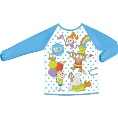Image of Maped Coloring and Paint Apron for Children, Size L, Blue, Early Age with Cartoon Pattern