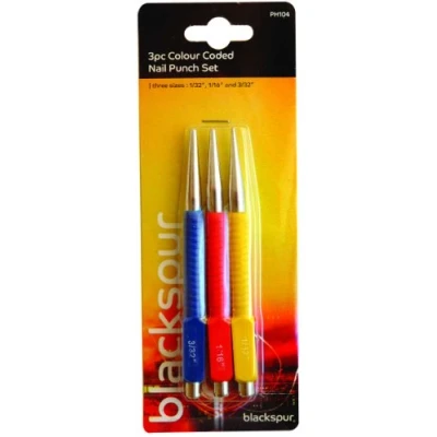 Image of Blackspur 3 Pc Colour Coded Nail Punch Set