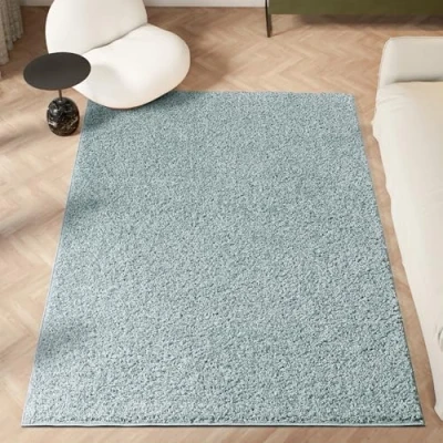 Image of homeart Area Rug Super Soft Shaggy Rugs For The Living Rooms, Bedrooms And Kitchen Modern, Easy To Clean Carpet 180x270 cm, Duck Egg Blue