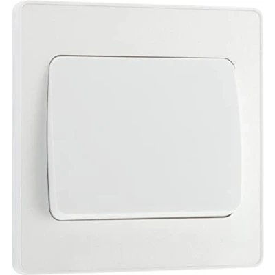 Image of BG Electrical Single Wall Light Switch, Wide Rocker, 2 Way, Screwless Front Plate, Round Edges, Evolve, Pearlescent White, 20A, 16AX, PCDCL12WW