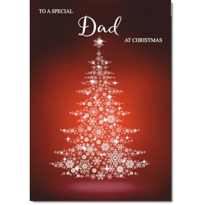 Image of doodlecards Dad Christmas Card Snowflake Tree Medium Size for with Plain Envelope