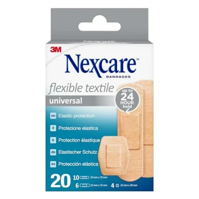Image of Nexcare Universal Flexible Textile Plasters, Assorted, 20/Pack