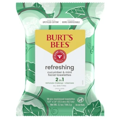 Image of Burt&#039;s Bees Facial Cleansing Towelettes, Cucumber &amp; Sage