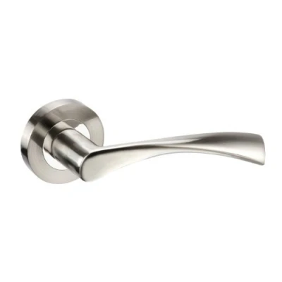Image of Access Hardware Astrid Modern Chrome Door Handles on Rose with Duo Finish (5 Pairs)