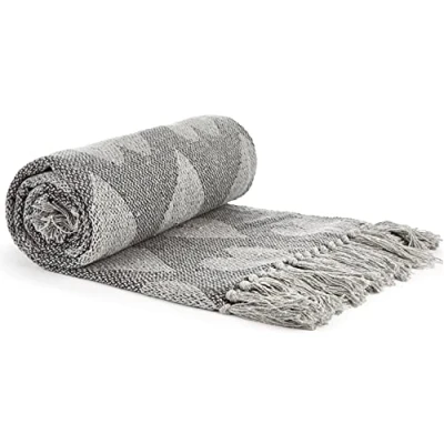 Image of Emma Barclay Heart Recycled Cotton Throw With Design in Grey 50x60 (127x152cm)
