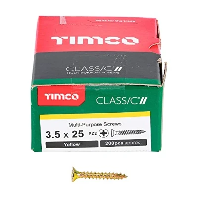 Image of TIMCO Classic Multi Purpose Screws PZ Double Countersunk 3.5 x 25 Gold Box of 200