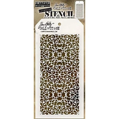 Image of Stampers Anonymous Tim Holtz Ornate Stencil, Transparent, 28.3 x 11.4 0.1 cm