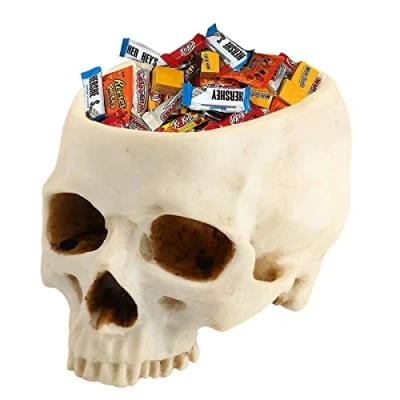 Image of Runmeihe Halloween Candy Bowl Decorations, Horror Skulls Shaped Ornaments Holder, Skull Baubles Decor for Planter Pot, Holder