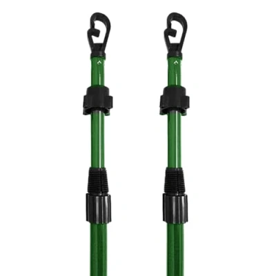Image of Almineez 2 x Heavy Duty Galvanised Washing Line Prop Outdoor Extendable Pole Clothes Laundry Support Extending Telescopic 2.2M Garden