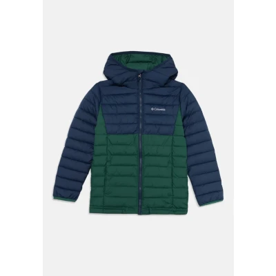 Image of Columbia Youth Boys Powder Lite 2 Hooded Jacket, Puffer Rain Forest, Collegiate Navy, XXS