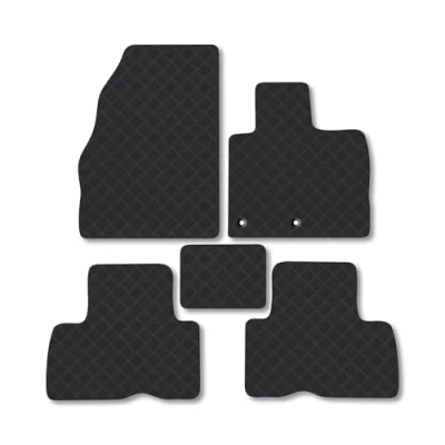 Image of Rubber Car Mats Compatible with Renault Grand Scenic (2009 2016) Tailored Fit Floor Set Accessory Black Custom 4 Pieces Clips Anti Slip Backing, Heavy Duty &amp; Waterproof