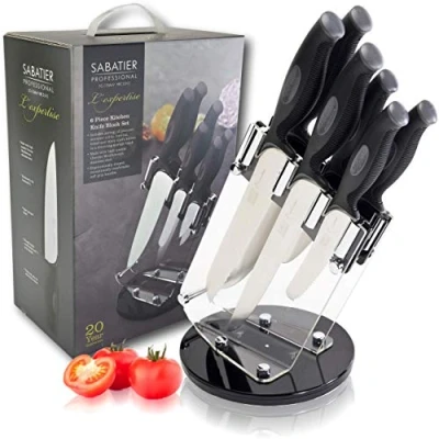 Image of Sabatier Professional L&#039;Expertise 6 Piece Soft Grip Kitchen Knife Revolving Block Set