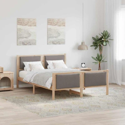 Image of vidaXL Bed Frame with Headboard Taupe 150 x 200 cm Fabric