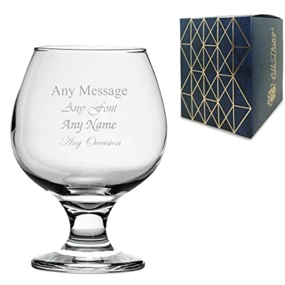 Image of Personalised Engraved 390ml Brandy/Cognac Snifter Glass, Personalise with Any Message for Occasion, Stylize a Variety of Fonts, Gift Box Included, Laser
