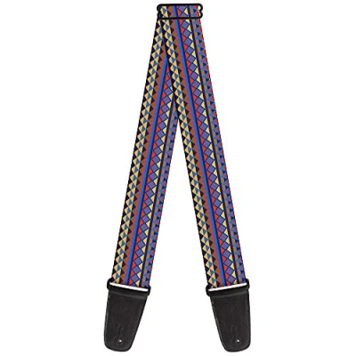 Image of Buckle Down Guitar Strap Aztec15 Blues Yellow Orange Gray 2 Inches Wide