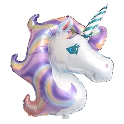 Image of Purple Unicorn Head Foil Balloon, 115cm