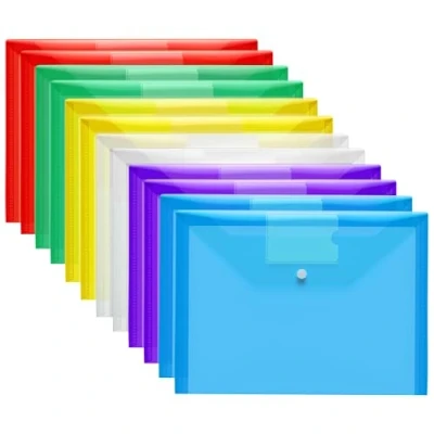 Image of Plastic Wallets 12 Pack A4 Folders Popper Wallet Document Folder with Button Closure