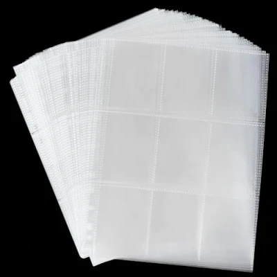 Image of 1080 Pockets Trading Card Sleeves, 60 Sheets Double Side 9 Pocket 11 Holes Sleeves Binder Fit 3 Ring for Game Sports Cards OS22060