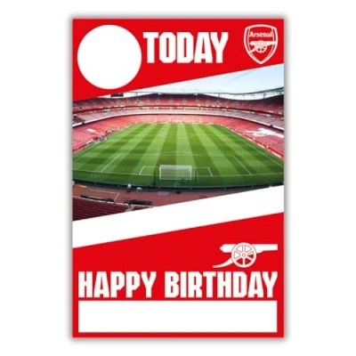 Image of Arsenal Football Club Birthday Card. Comes with Stickers to Personalise your Age and Name, Red