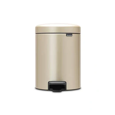 Image of Brabantia NewIcon Pedal Bin 5L (Metallic Gold) Soft Closure Bathroom Rubbish Bin, Removable Inner Bucket + Free Bags