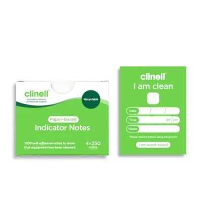 Image of Clinell Indicator Notes Sanitation Procedure Pack of 4 Pads 250 per Pad (1000 Notes) Easy to Read Green I Am Clean