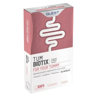 Image of Quest Tum Biotix Gut Health Probiotics Supplements &amp; Balance Flora. 2 Billion CFU Helps Restore Friendly Bacteria. Vegan Multi Strain Probiotic Digestive Supplement (30 Capsules)